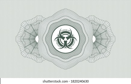 Green abstract rosette. Vector Illustration. Detailed with biohazard covid-19 icon inside