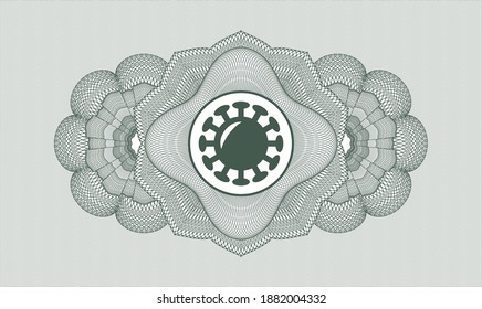 Green abstract rosette. Vector Illustration. Detailed with coronavirus icon inside