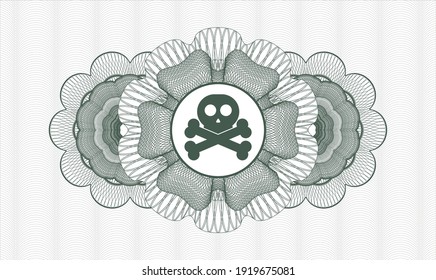 Green abstract rosette. Vector Illustration. Detailed with crossbones icon inside
