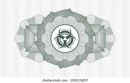 Rosette abstracto verde. Ilustración vectorial. Detallado con el icono de biohazard covid-19