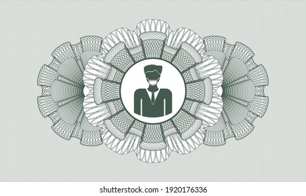 Rosette abstracto verde. Ilustración vectorial. Detallado con un hombre con un icono de máscara de cara dentro