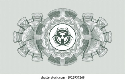 Green abstract rosette. Vector Illustration. Detailed with biohazard covid-19 icon inside