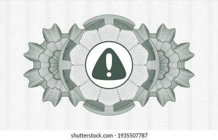 Green abstract rosette. Vector Illustration. Detailed with warning icon inside