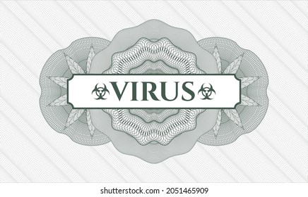Grüne abstrakte Rosette. Vektorgrafik. Detaillierte Beschreibung mit Textvirus im Inneren