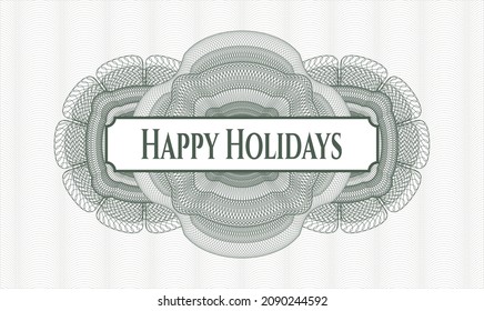 Green abstract rosette. Vector Illustration. Detailed with text Happy Holidays inside