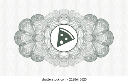 Rosette abstracto verde. Ilustración vectorial. Detallado con el icono de la sección de pizza dentro