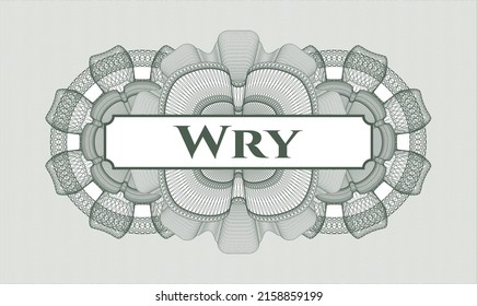 Green abstract rosette. Vector Illustration. Detailed with text Wry inside
