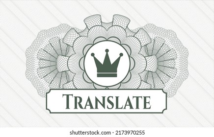Rosette abstracto verde. Ilustración vectorial. Detallado con el icono de la corona y el texto Traducido dentro