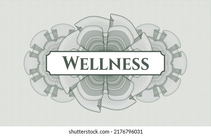 Green abstract rosette. Vector Illustration. Detailed with text Wellness inside