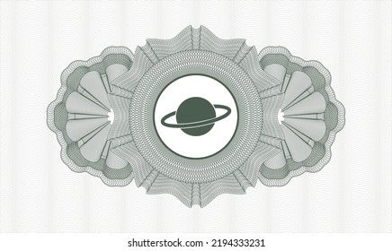 Green abstract rosette. Vector Illustration. Detailed with planet, saturn icon inside