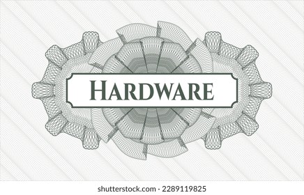 Green abstract rosette. Vector Illustration. Detailed with text Hardware inside
