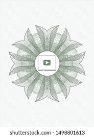 Green abstract rosette with video player icon inside