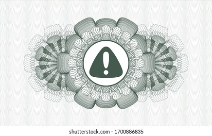 Rosette abstracto verde con icono de advertencia dentro