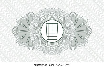 Green abstract rosette with wastepaper basket icon inside