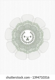 Green abstract rosette with weightlifting inside of crown icon inside