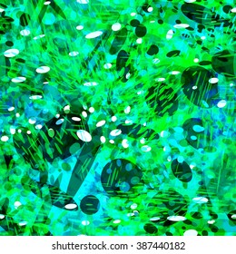 Green abstract seamless background for book design, print design, flyer design, flyer template. Vector. Oval elements. The spots, lines and scratches randomly mixed. Grunge background