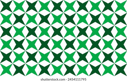 Patrón geométrico sin costura verde, Abstractas con estrellas verdes fondo de tablero de ajedrez. Ilustración vectorial, diseño del patrón de la estrella de la repetición para la impresión de la tela, patrón de la estrella