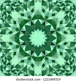 Green abstract seamless triangle mosaic kaleidoscope wallpaper pattern - ethnic vector background illustration