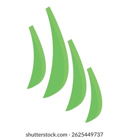 Green abstract shape flowing upwards on a white background
