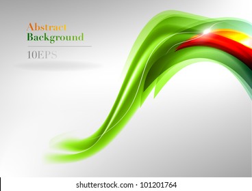 green abstract shape with the red detail