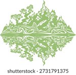 Green abstract shape reflection, water surface, nature landscape art