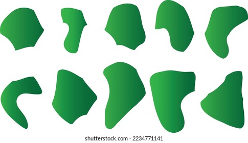 green abstract shapes against white background