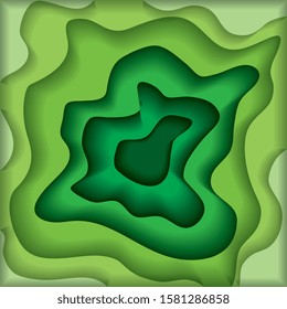 green abstract shapes with paper cut art. vector illustration