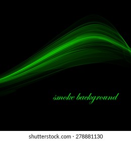Green abstract smoke isolated on black. Vector illustration. Eps 10