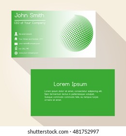 green abstract sphere from dots business card design eps10