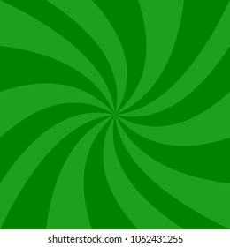 Green abstract spiral background - vector graphic design from spinning rays