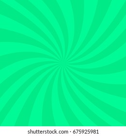 Green abstract spiral background - vector graphic design from spinning rays