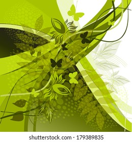 Green abstract spring background. Vector