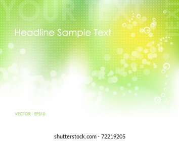Green abstract spring background and green to white gradient  circles  dots   abstract sun    bokeh design    vector  eps10