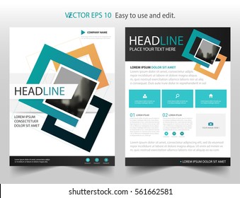 Green abstract square annual report Leaflet Brochure Flyer template design, book cover layout design, abstract business presentation template, a4 size design