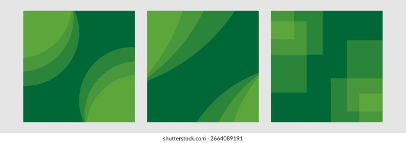 green abstract square banner background template set