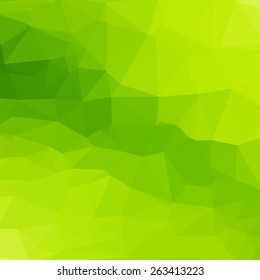 Green abstract square geometric background consisting of colored triangles.