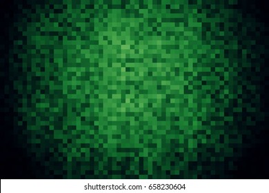 Green abstract square pixel mosaic background. Vector illustration.