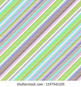 Green abstract striped mulicolor seamless pattern. Vector illustration.