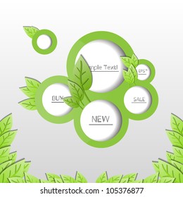 Green abstract summer vector modern eco design speech bubbles with leaf pattern textures