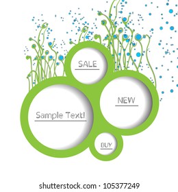 Green abstract summer vector modern eco design speech bubbles with flower pattern textures
