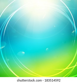 Green abstract sunny background. Vector illustration.