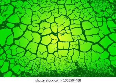 Green abstract surface texture with cracks