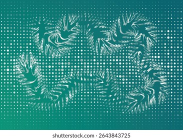 Green Abstract Swirling Patterns on Dotted Gradient.