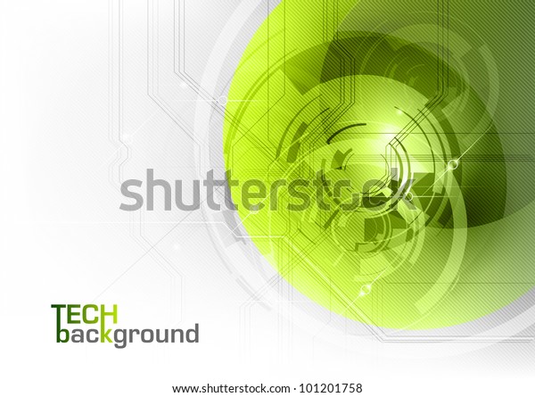 Green Abstract Tech Background On White Stock Vector Royalty Free