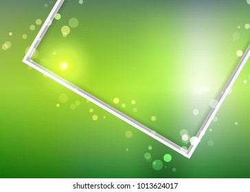 Green abstract template for card or banner. Metal Background with waves and reflections. Business background, silver, illustration. Illustration of abstract background with a metallic element