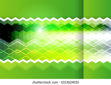 Green abstract template for card or banner. Metal Background with waves and reflections. Business background, silver, illustration. Illustration of abstract background with a metallic element