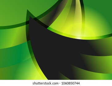 Green abstract template for card or banner. Metal Background with waves and reflections. Business background, silver, illustration. Illustration of abstract background with a metallic element