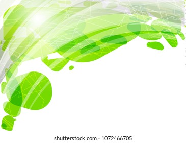 Green abstract template for card or banner. Metal Background with waves and reflections. Business background, silver, illustration. Illustration of abstract background with a metallic element