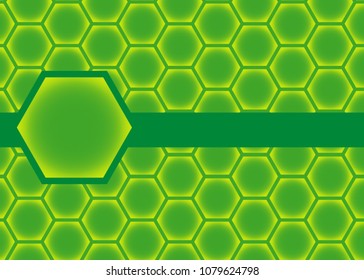 Green abstract template for card or banner. Background with waves and reflections. Business background. Illustration of abstract background with a metallic element