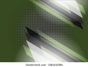 Green abstract template for card or banner. Metal Background with waves and reflections. Business background, silver, illustration. Illustration of abstract background with a metallic element